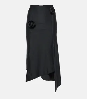 Asymmetrical midi skirt with floral applique Coperni, black