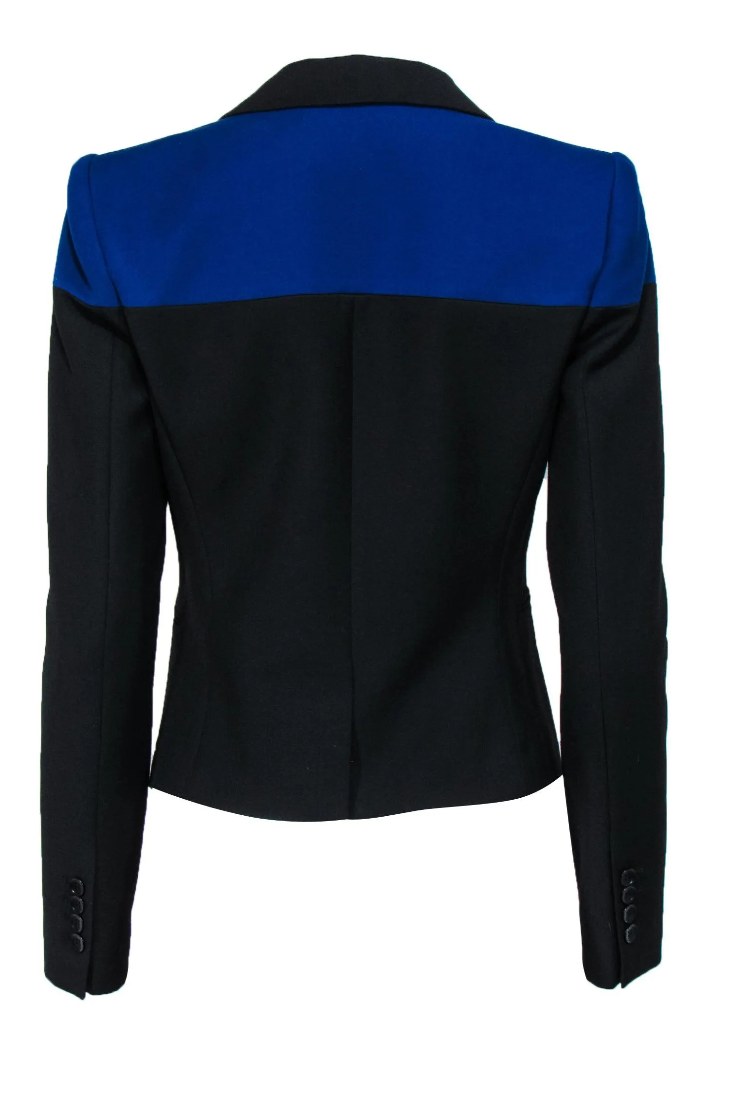 BCBG Max Azria - Black & Blue Fitted Cropped Blazer Sz XS