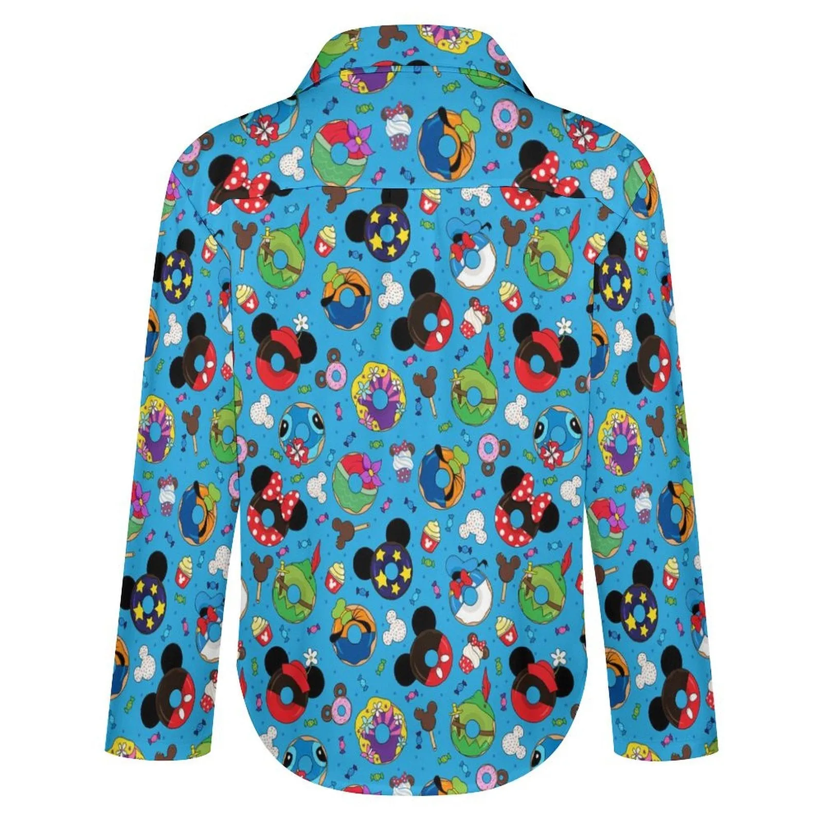 Character Donuts Long Sleeve Button Up Blouse