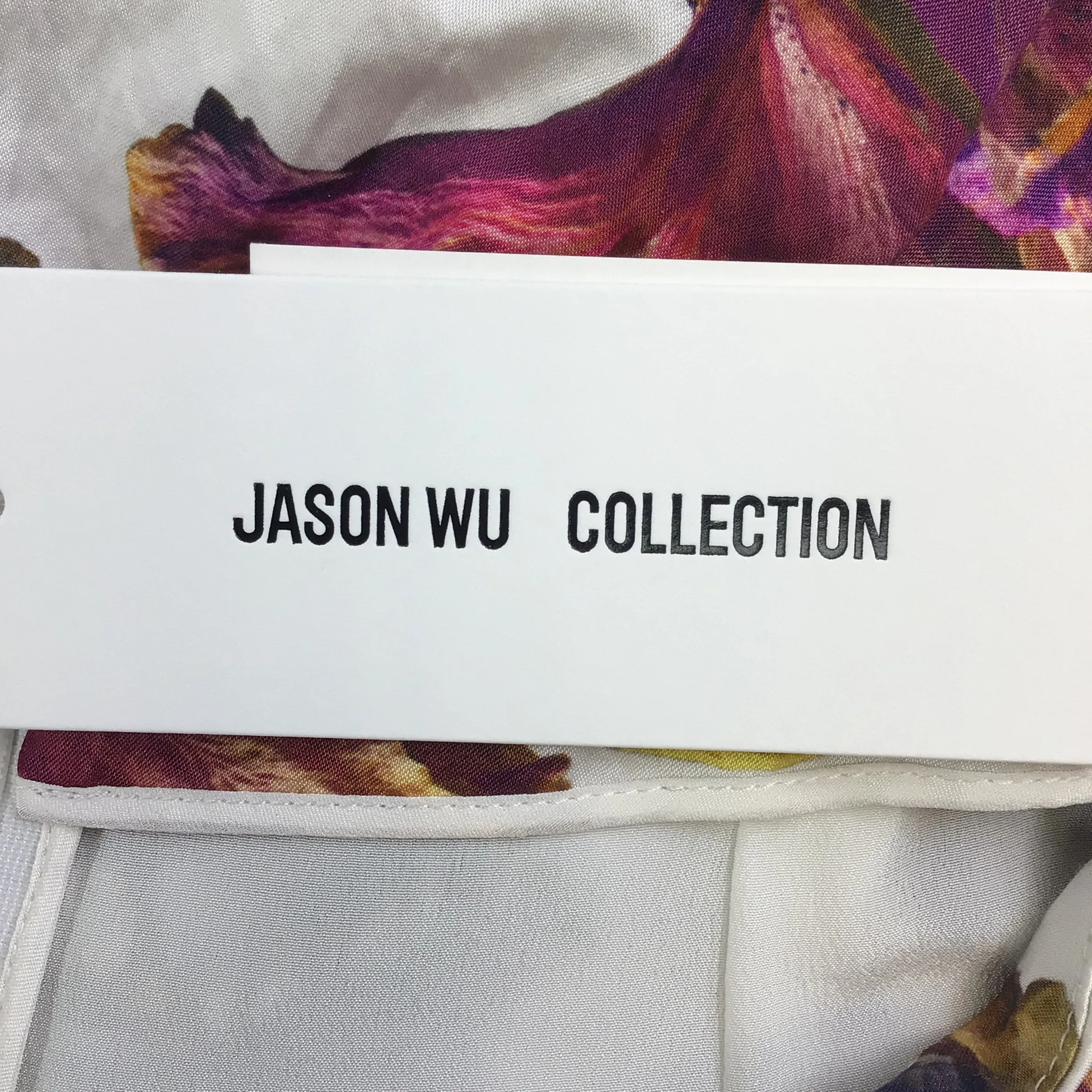 Jason Wu Collection Chalk Multi Floral Printed Crinkled Midi Skirt