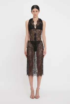 Lace Pencil Skirt In Black