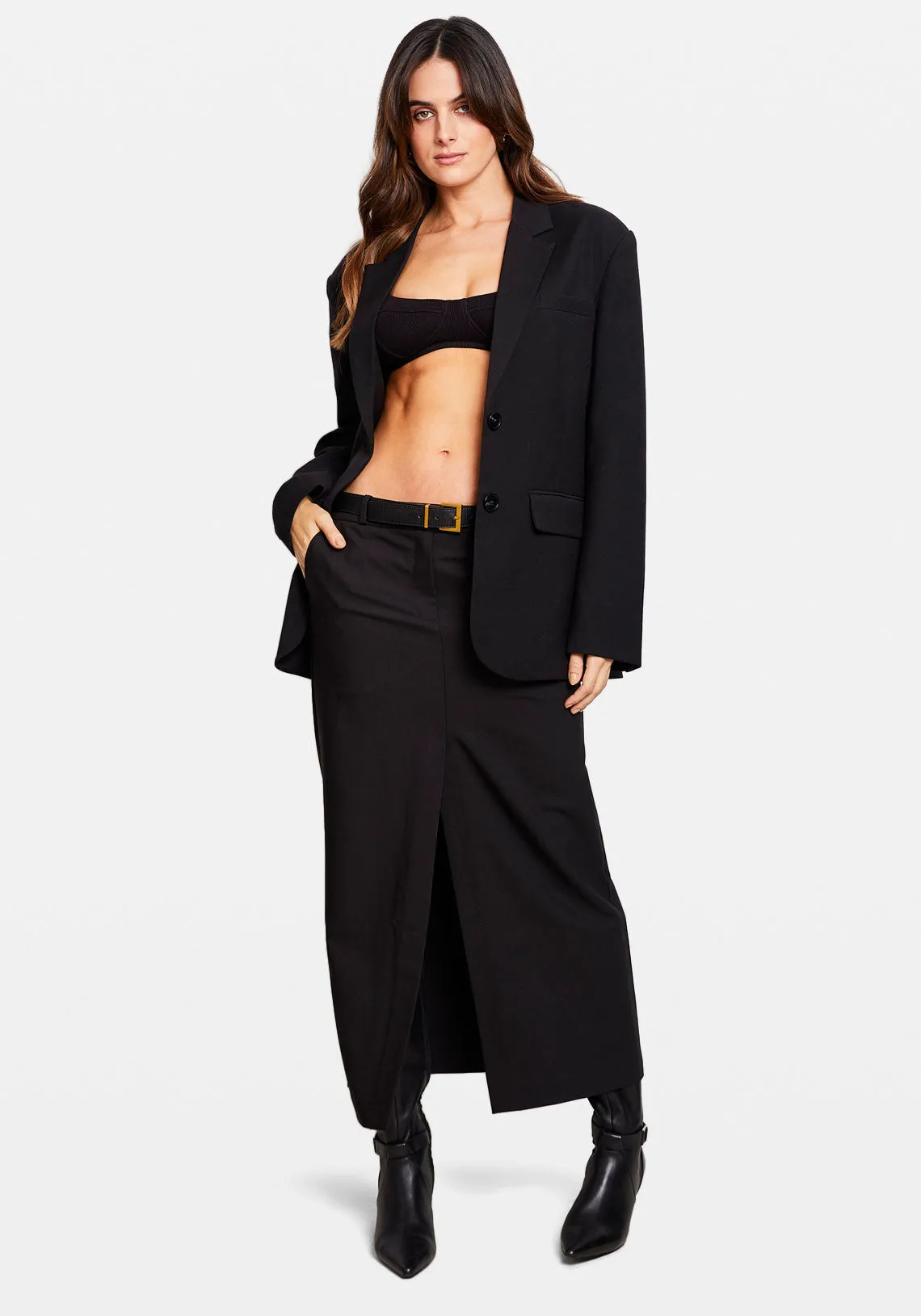 LOW RISE TAILORED MAXI SKIRT