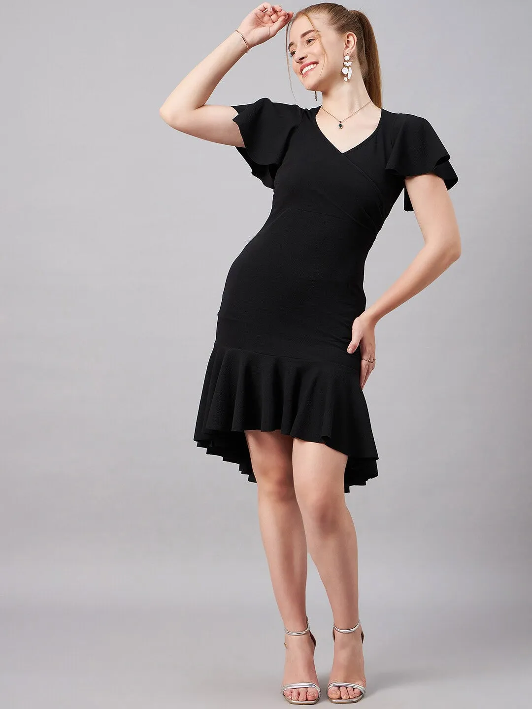 Sophisticated Black Wrap Dress